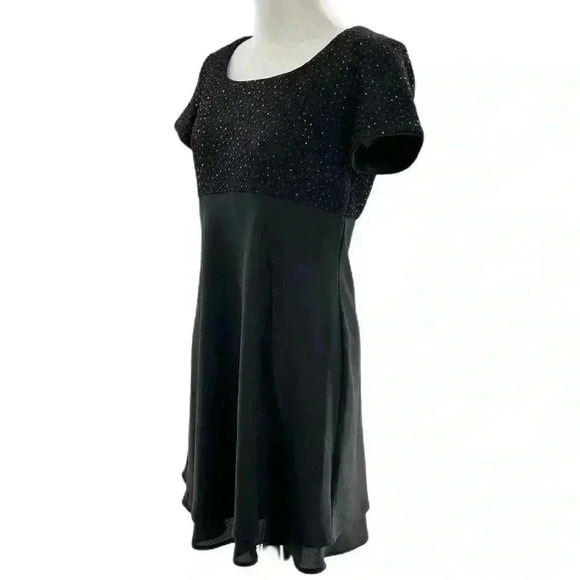 Jessica Howard petite dress 6P black glitter square neck formal vintage 90s 80s - Picture 6 of 8
